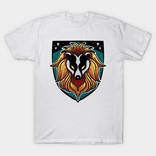 Huffledor Lion Badger Combination House Crest T-Shirt by Thenerdlady